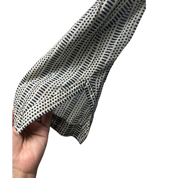 Tory Burch Stephanie Size 6 Beige Black Clear Sequin Tunic Top V-Neck Blouse - Picture 5 of 8